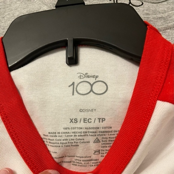 DISNEY MICKEY MOUSE CLUB JUNIOR XS LONG SLEEVE COLOR BLOCKING PUFFY LETTERING - Picture 6 of 7